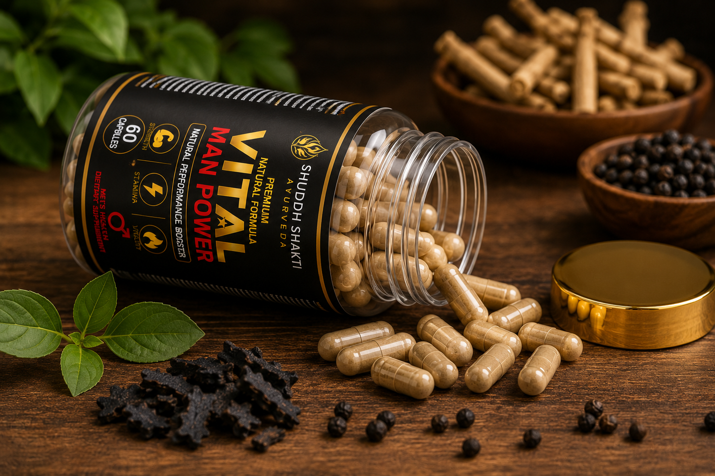 Vital Man Power – Premium Ayurvedic Men’s Performance Wellness & Vitality Support (60 Capsules)